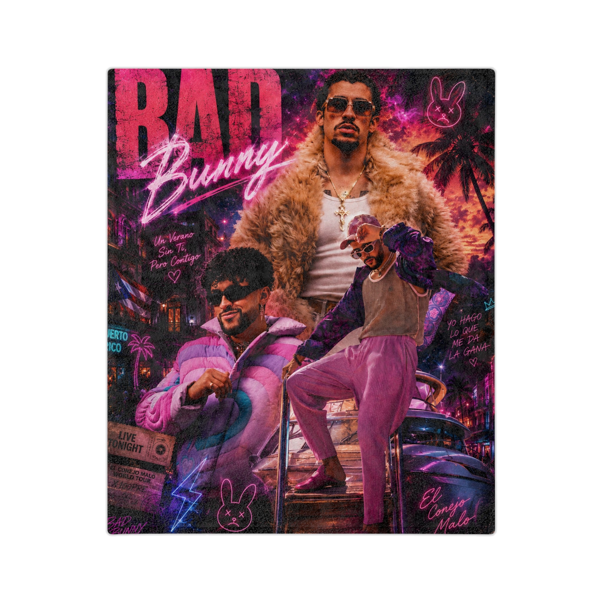 Bad Bunny — Neon Verano Blanket