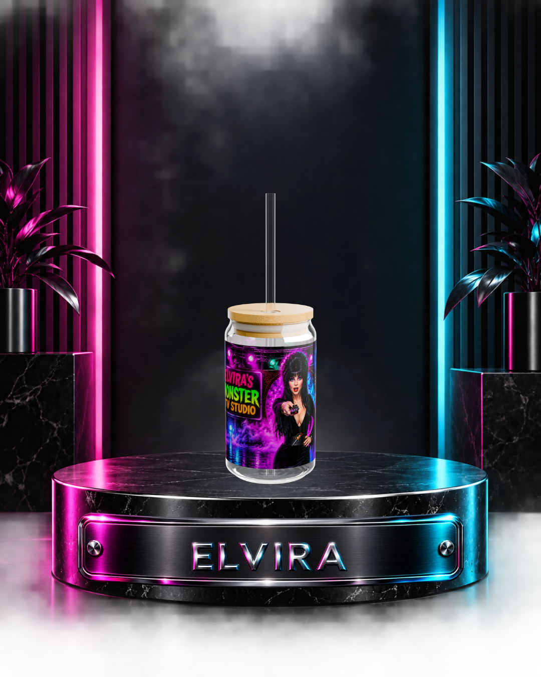 Elvira — Monster TV Studio | 16oz Glass Can