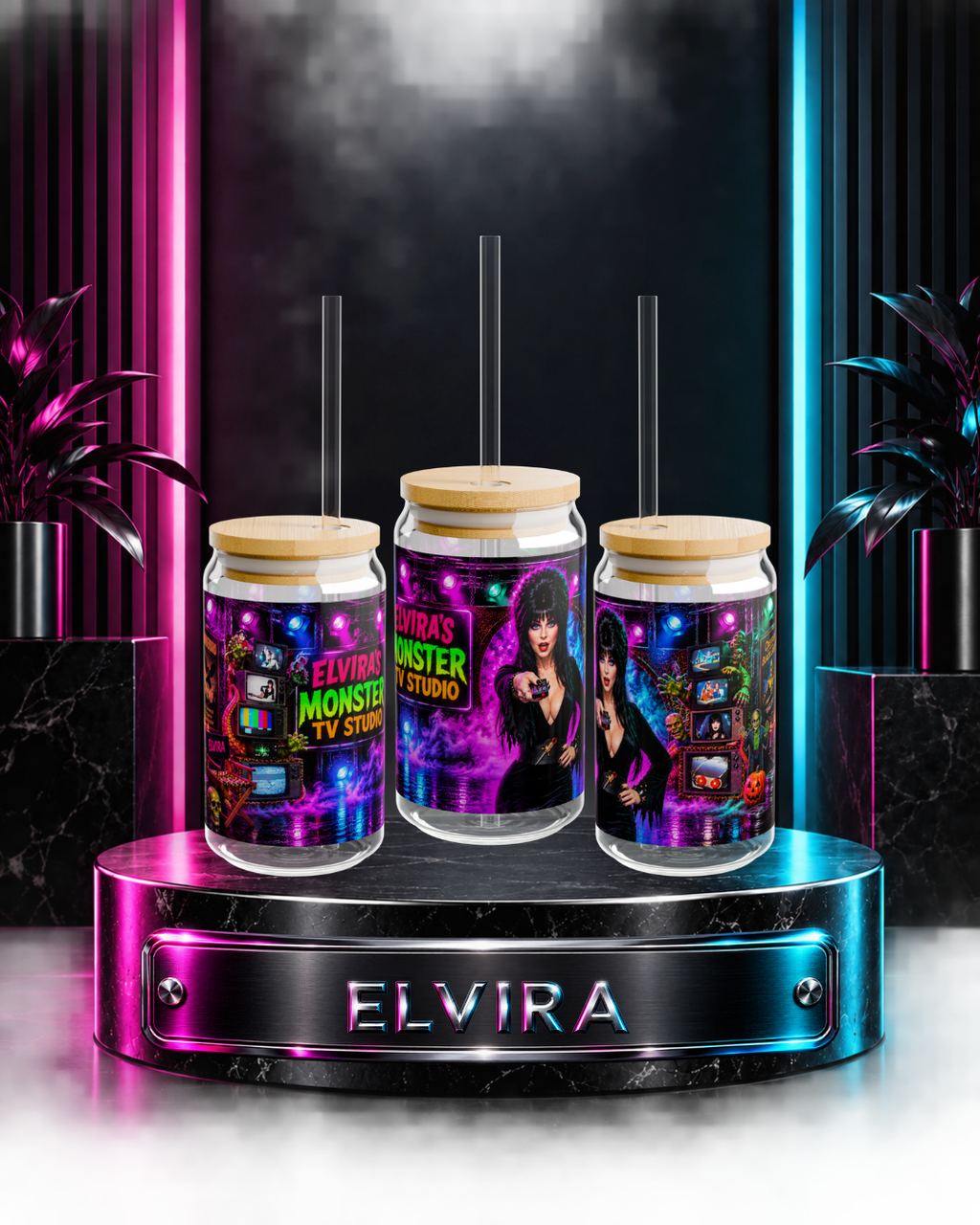Elvira — Monster TV Studio | 16oz Glass Can