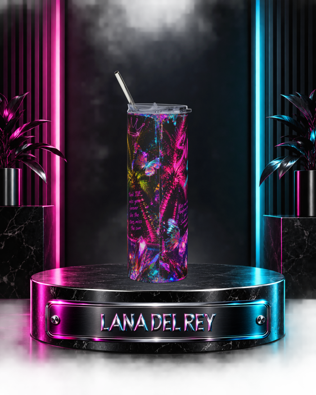 Lana Del Rey — Neon Palm Tree Dreams | 20oz Tumbler