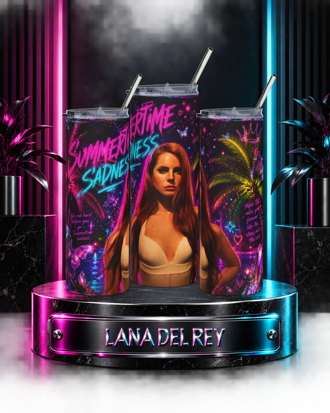 Lana Del Rey — Neon Palm Tree Dreams | 20oz Tumbler