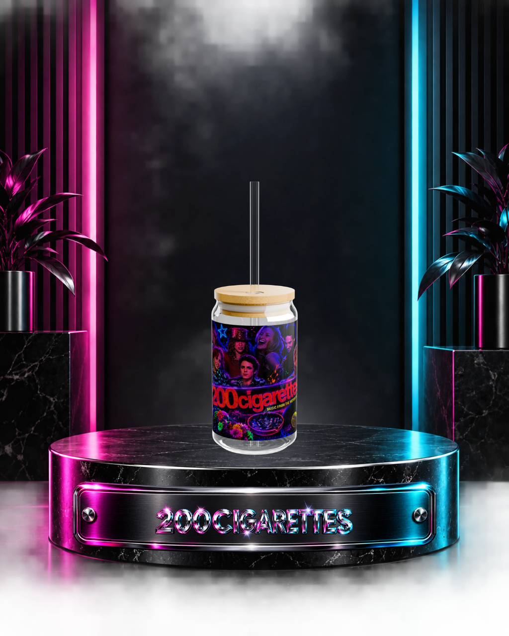 200 Cigarettes — Retro Neon | 16oz Glass Can