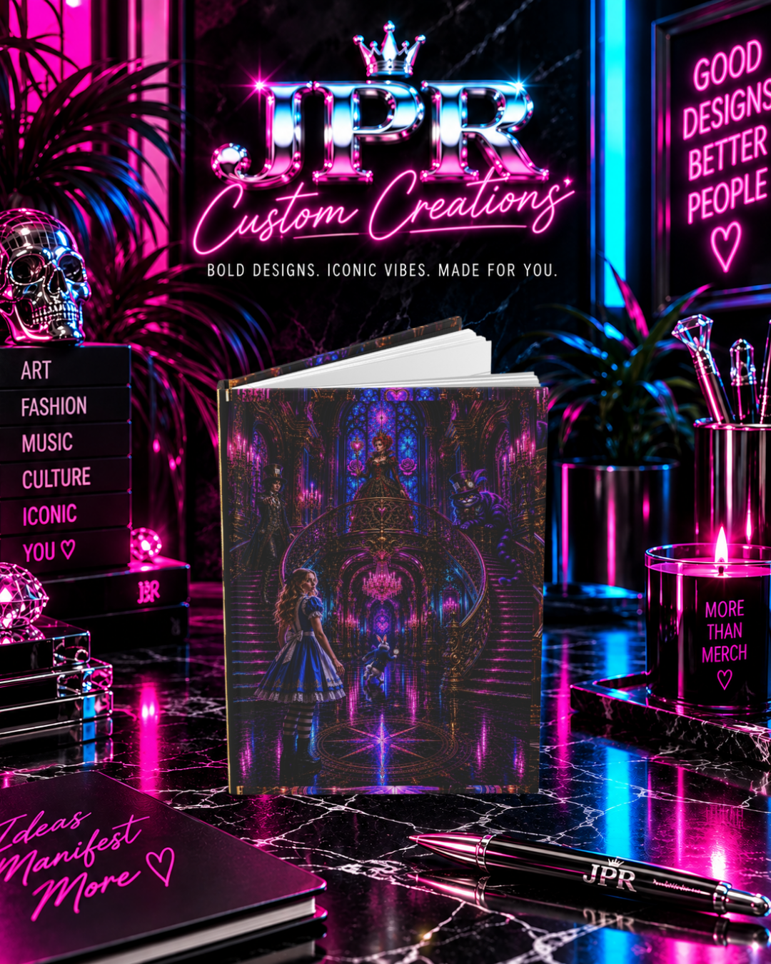 Alice In Wonderland — Neon Baroque Wonderland | Hardcover Journal Matte (Lined)