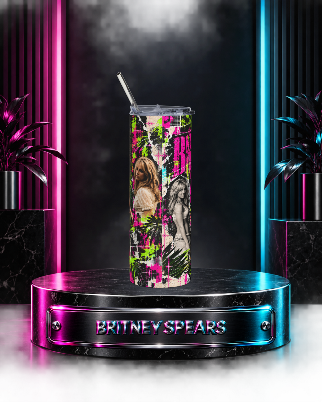 Britney 25th Anniversary – Jungle Editorial Pink – 20oz Tumbler