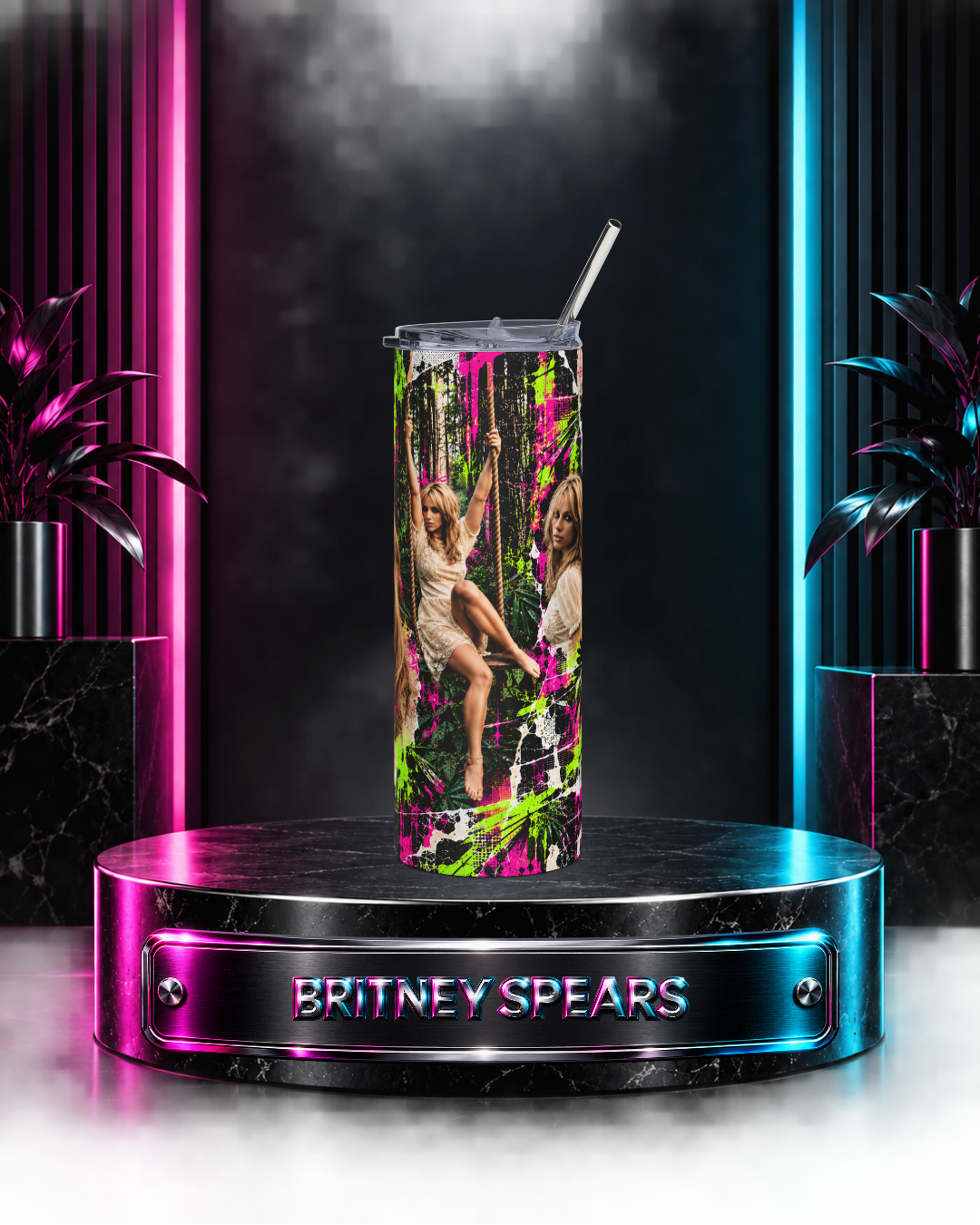 Britney 25th Anniversary – Jungle Editorial Pink – 20oz Tumbler