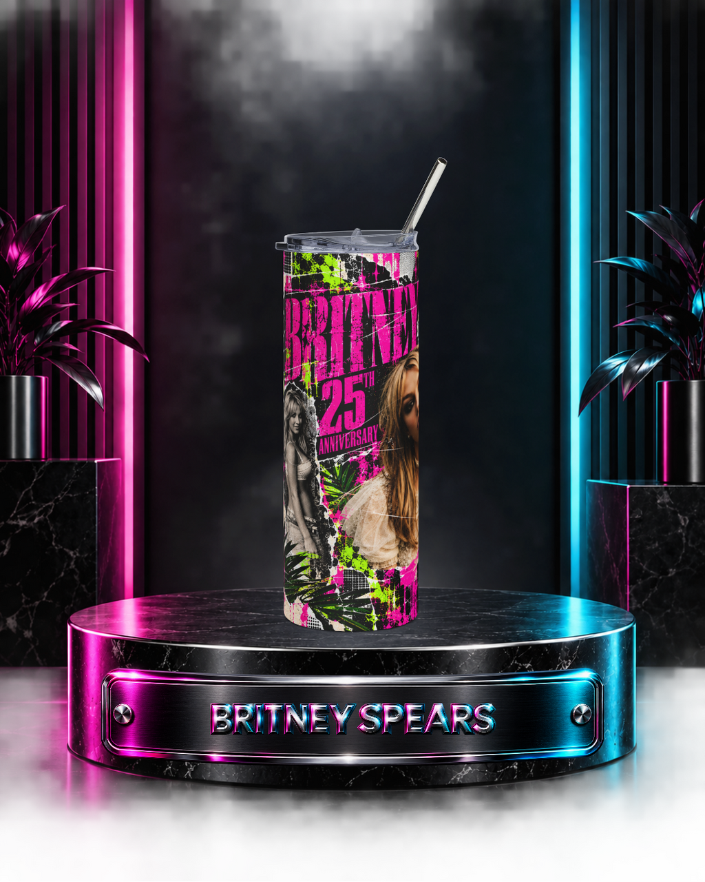 Britney 25th Anniversary – Jungle Editorial Pink – 20oz Tumbler