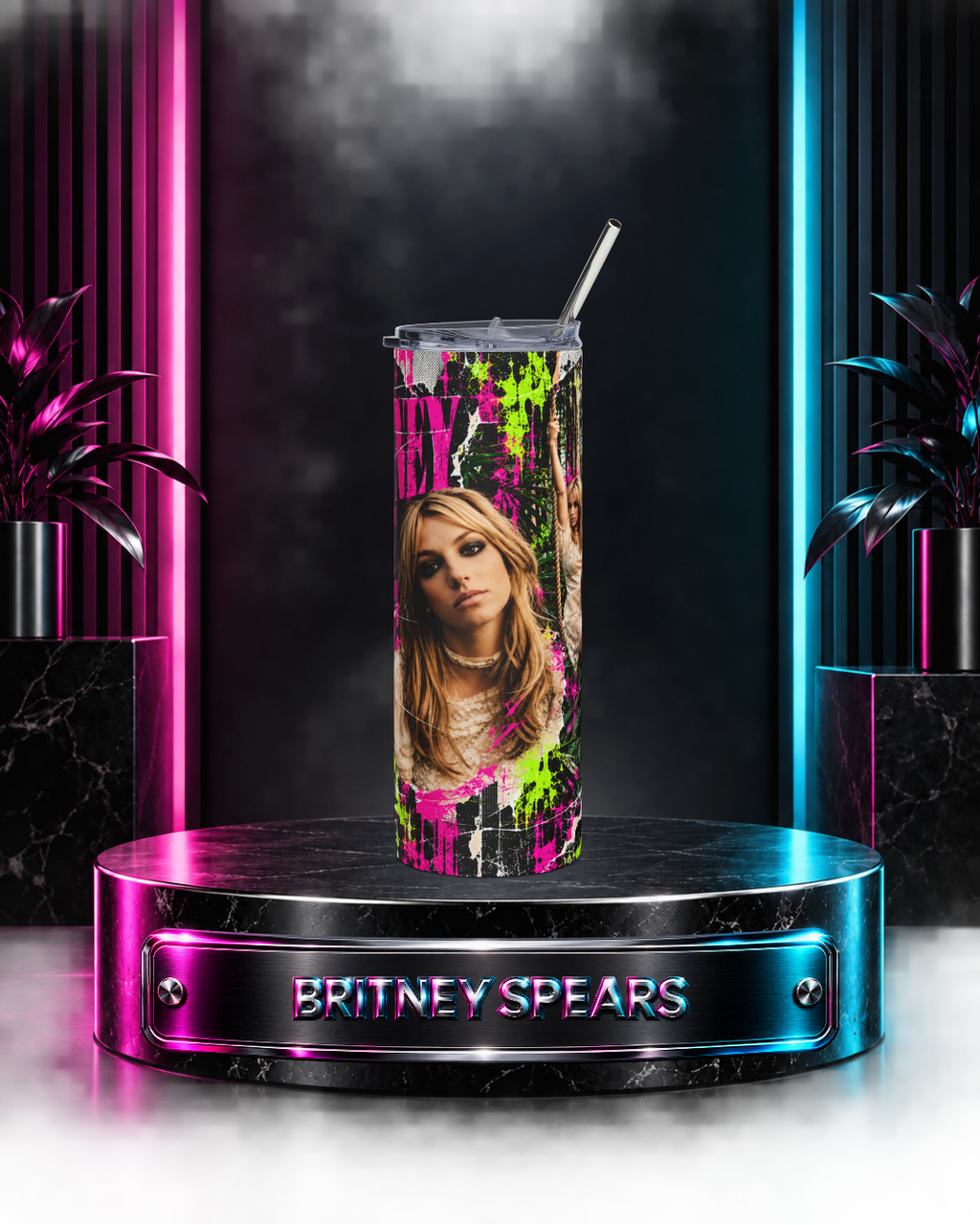 Britney 25th Anniversary – Jungle Editorial Pink – 20oz Tumbler
