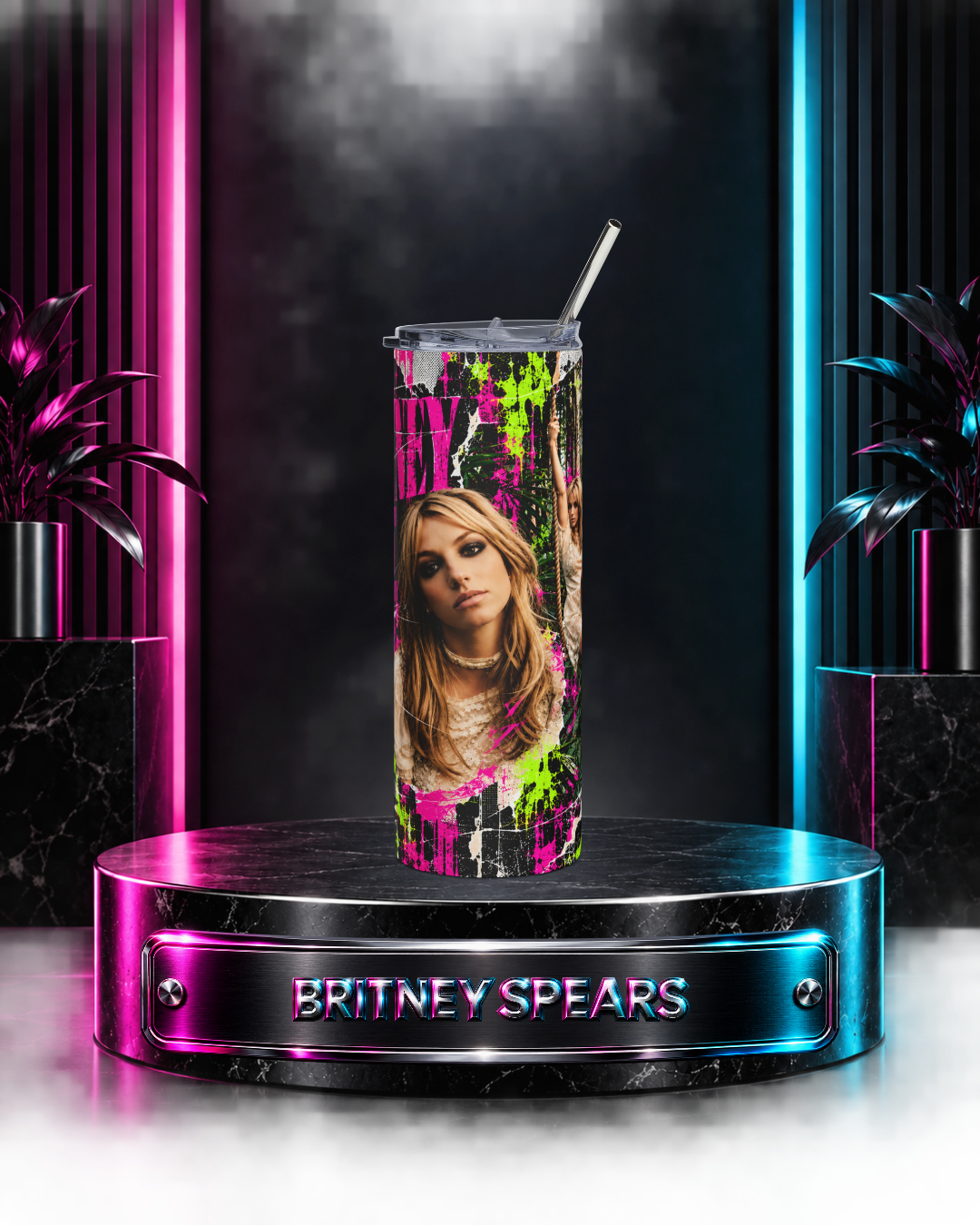 Britney 25th Anniversary – Jungle Editorial Pink – 20oz Tumbler
