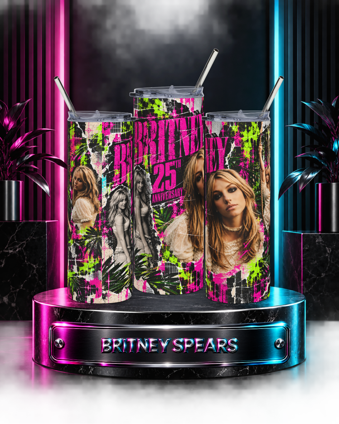 Britney 25th Anniversary – Jungle Editorial Pink – 20oz Tumbler