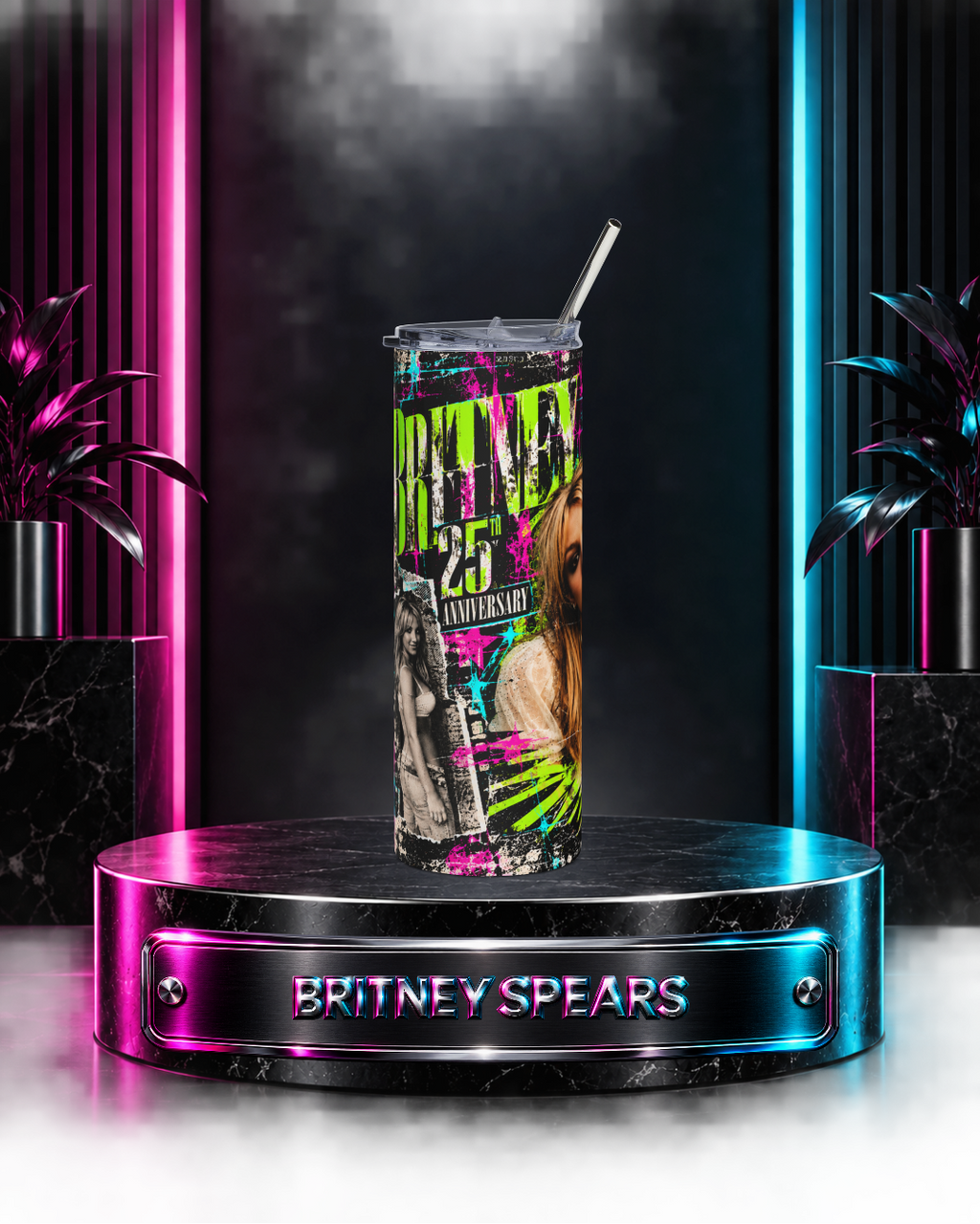 Britney 25th Anniversary – Jungle Editorial Neon Green – 20oz Tumbler