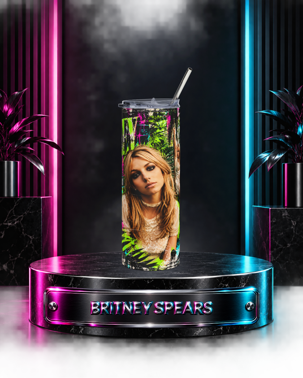 Britney 25th Anniversary – Jungle Editorial Neon Green – 20oz Tumbler
