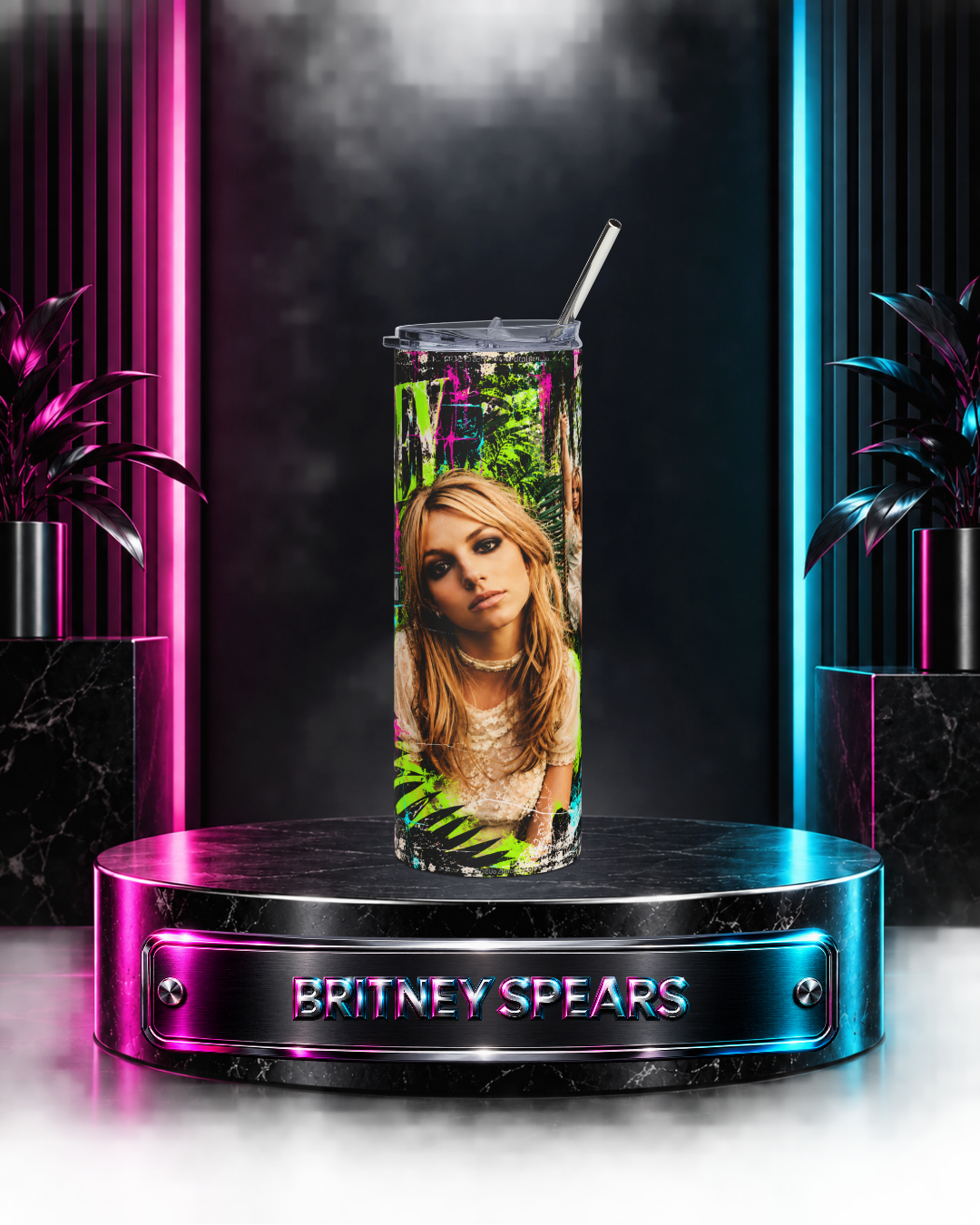 Britney 25th Anniversary – Jungle Editorial Neon Green – 20oz Tumbler