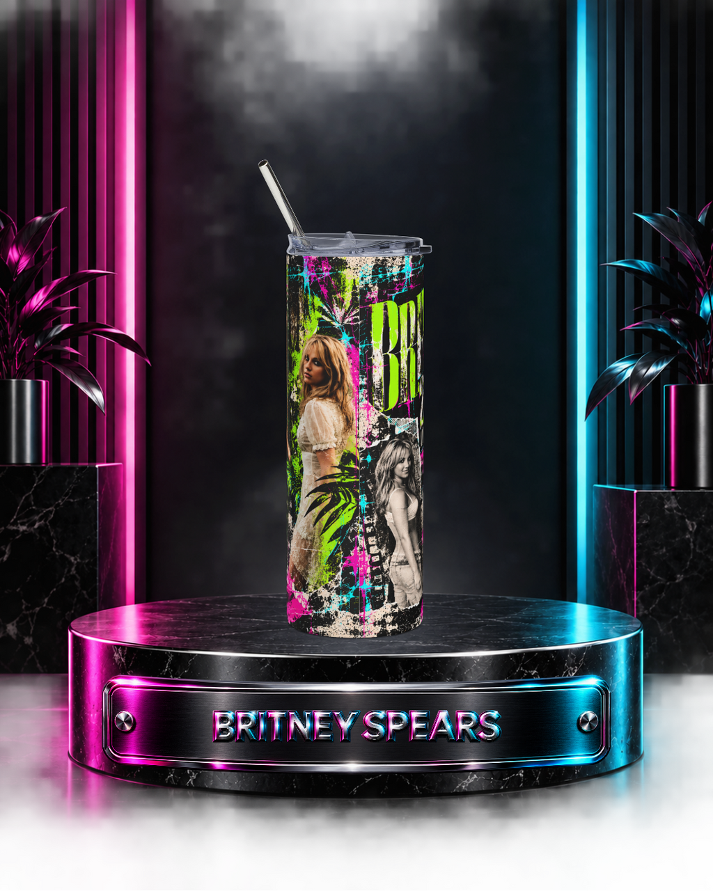 Britney 25th Anniversary – Jungle Editorial Neon Green – 20oz Tumbler