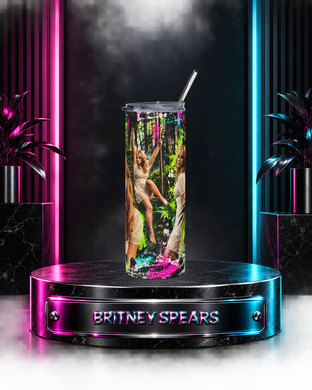 Britney 25th Anniversary – Jungle Editorial Neon Green – 20oz Tumbler