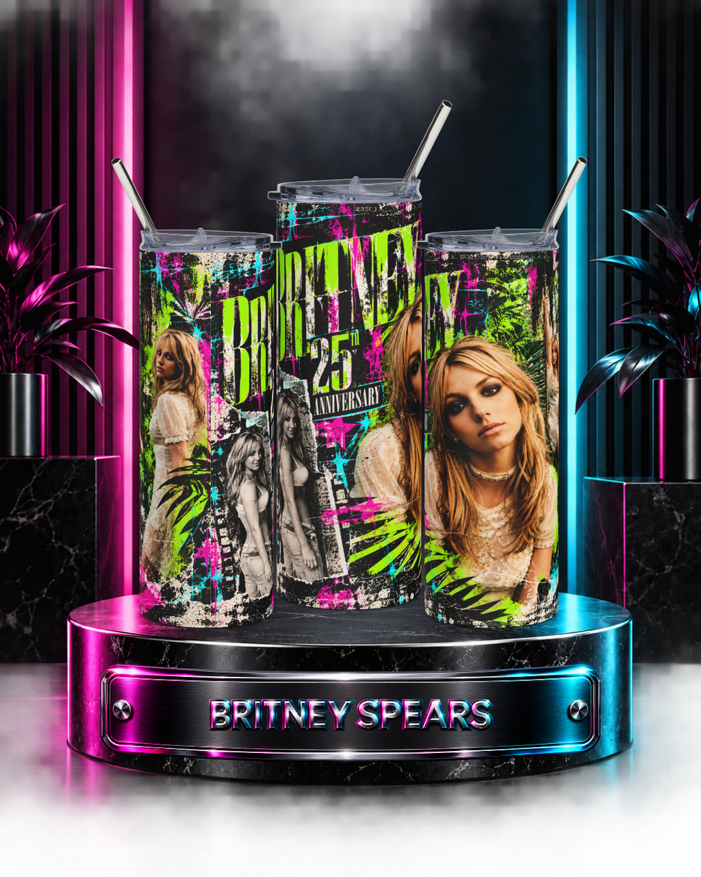 Britney 25th Anniversary – Jungle Editorial Neon Green – 20oz Tumbler