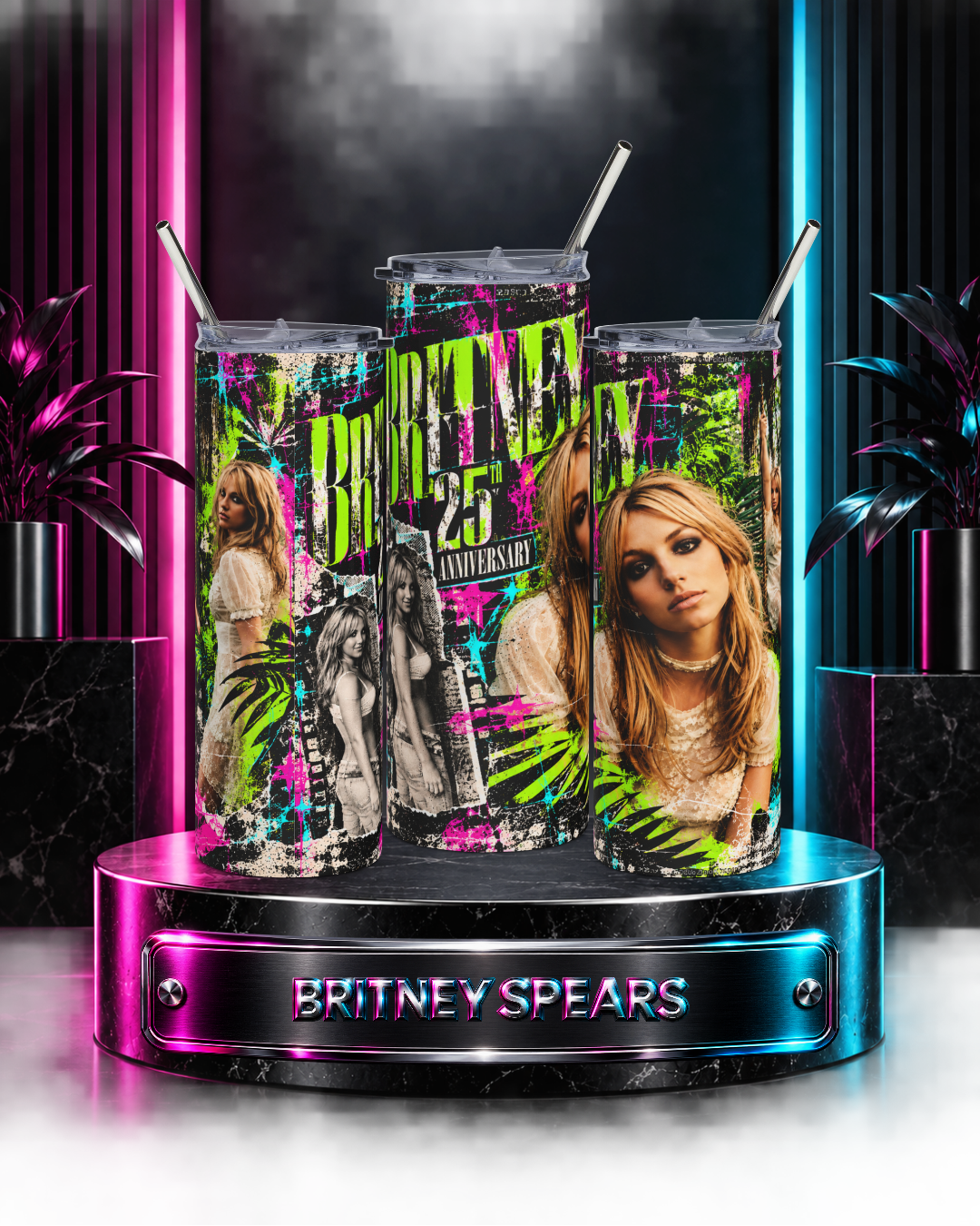 Britney 25th Anniversary – Jungle Editorial Neon Green – 20oz Tumbler