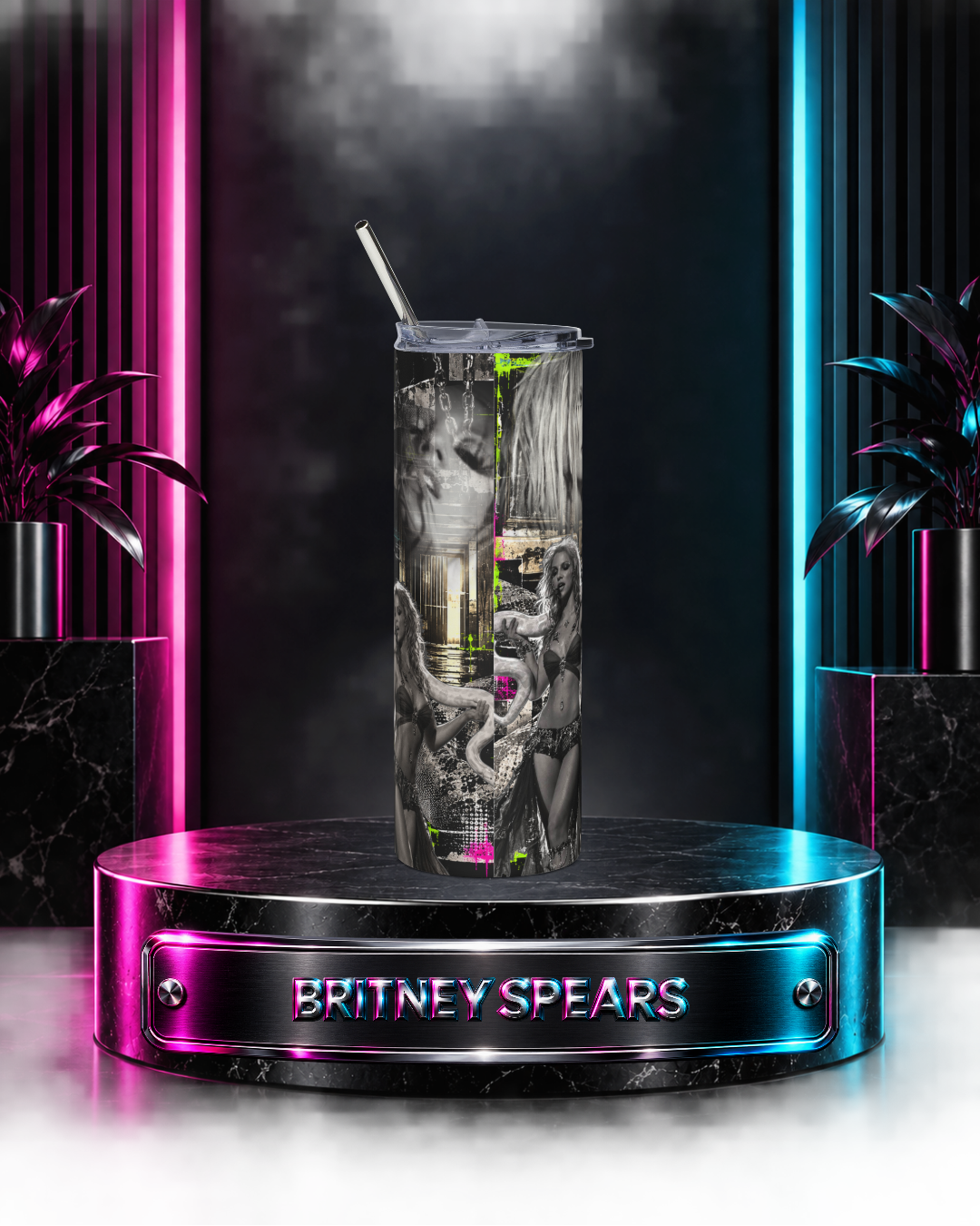 Britney 25th Anniversary – 2001 VMA Snake – B&W – 20oz Tumbler