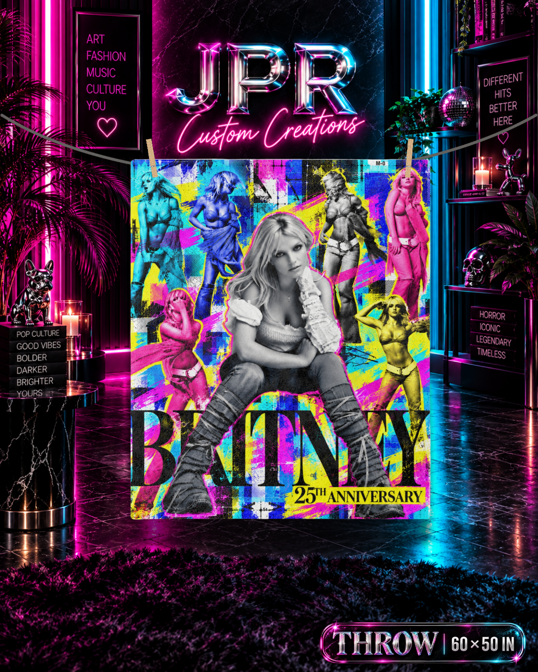 Britney 25th Anniversary – Pop Art Collage – Velveteen Plush Blanket