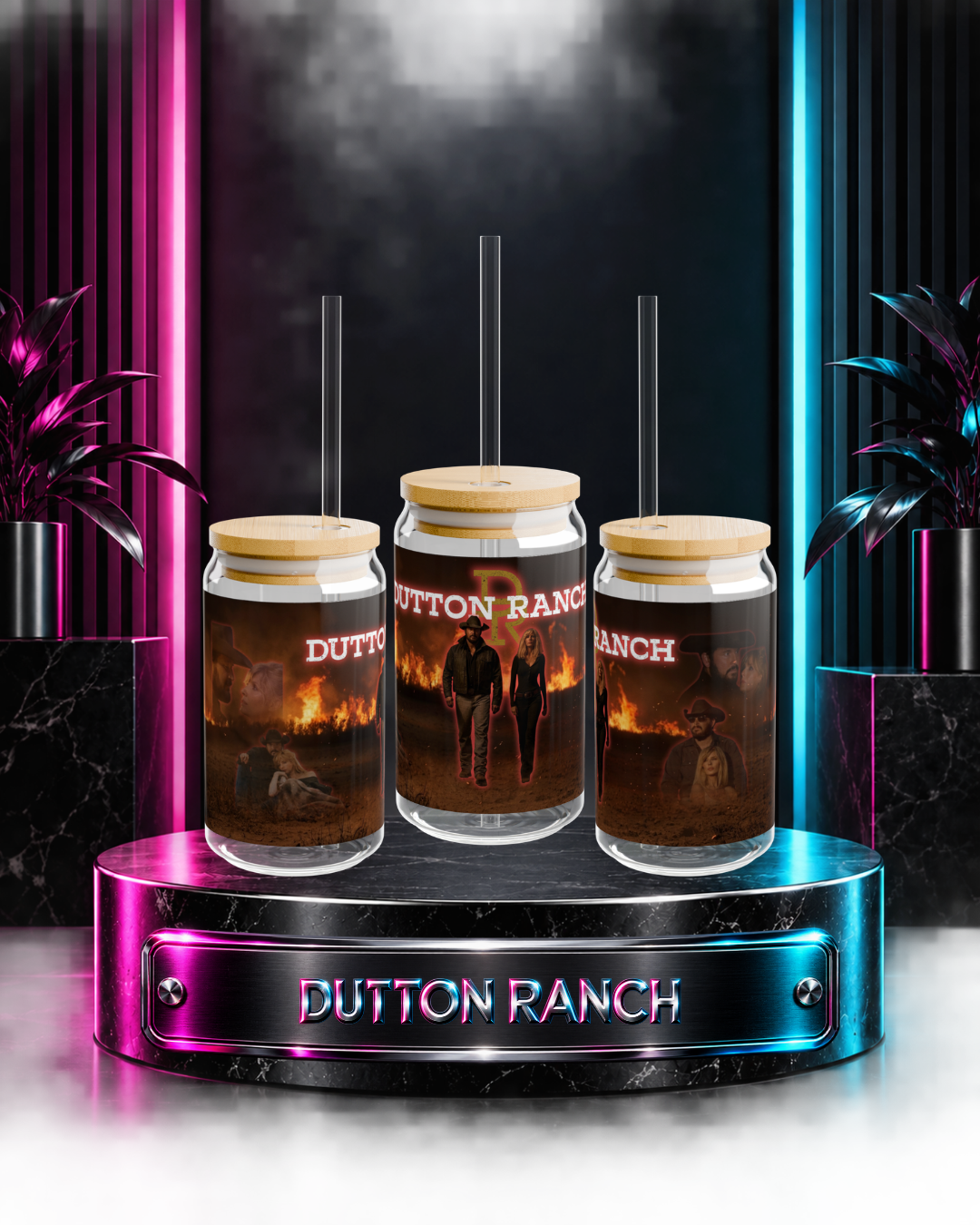 Yellowstone: Dutton Ranch — Western Ranch Fire Scene | 16oz Glass Can