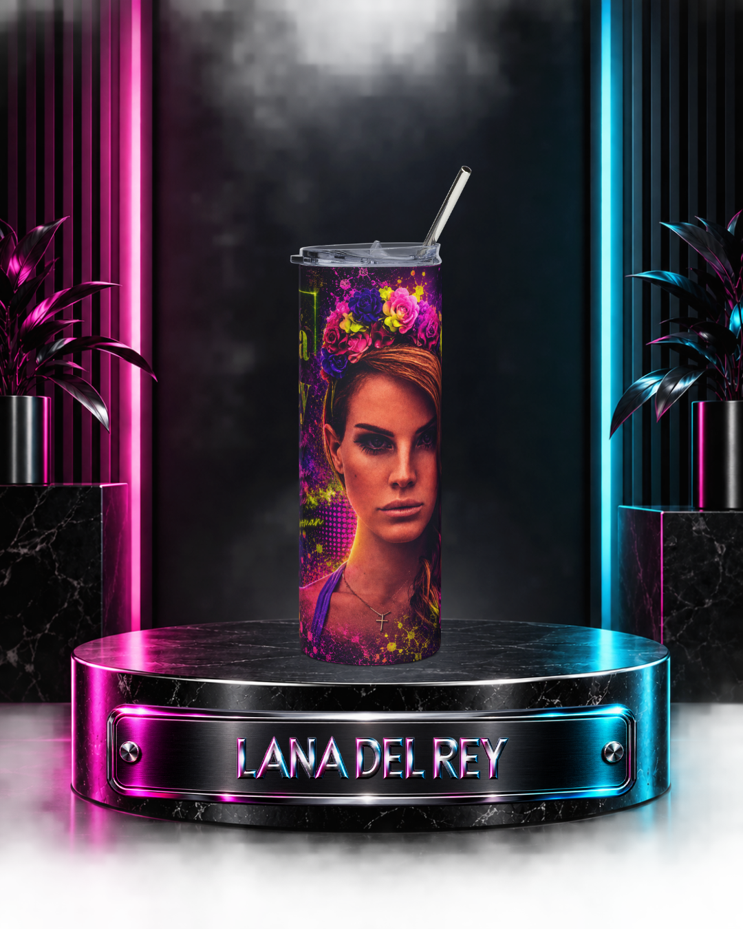 Lana Del Rey — Electric Neon Floral | 20oz Tumbler