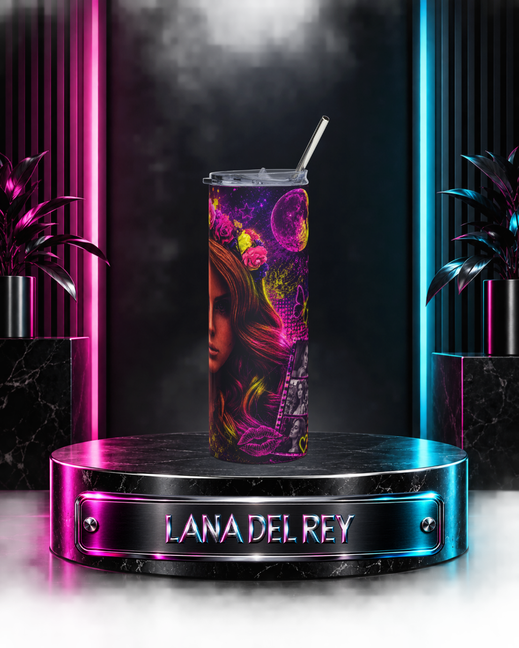 Lana Del Rey — Electric Neon Floral | 20oz Tumbler