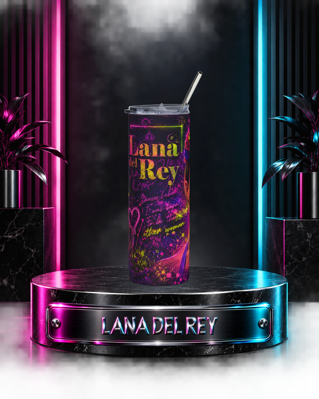 Lana Del Rey — Electric Neon Floral | 20oz Tumbler
