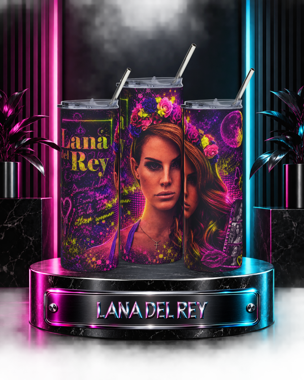 Lana Del Rey — Electric Neon Floral | 20oz Tumbler