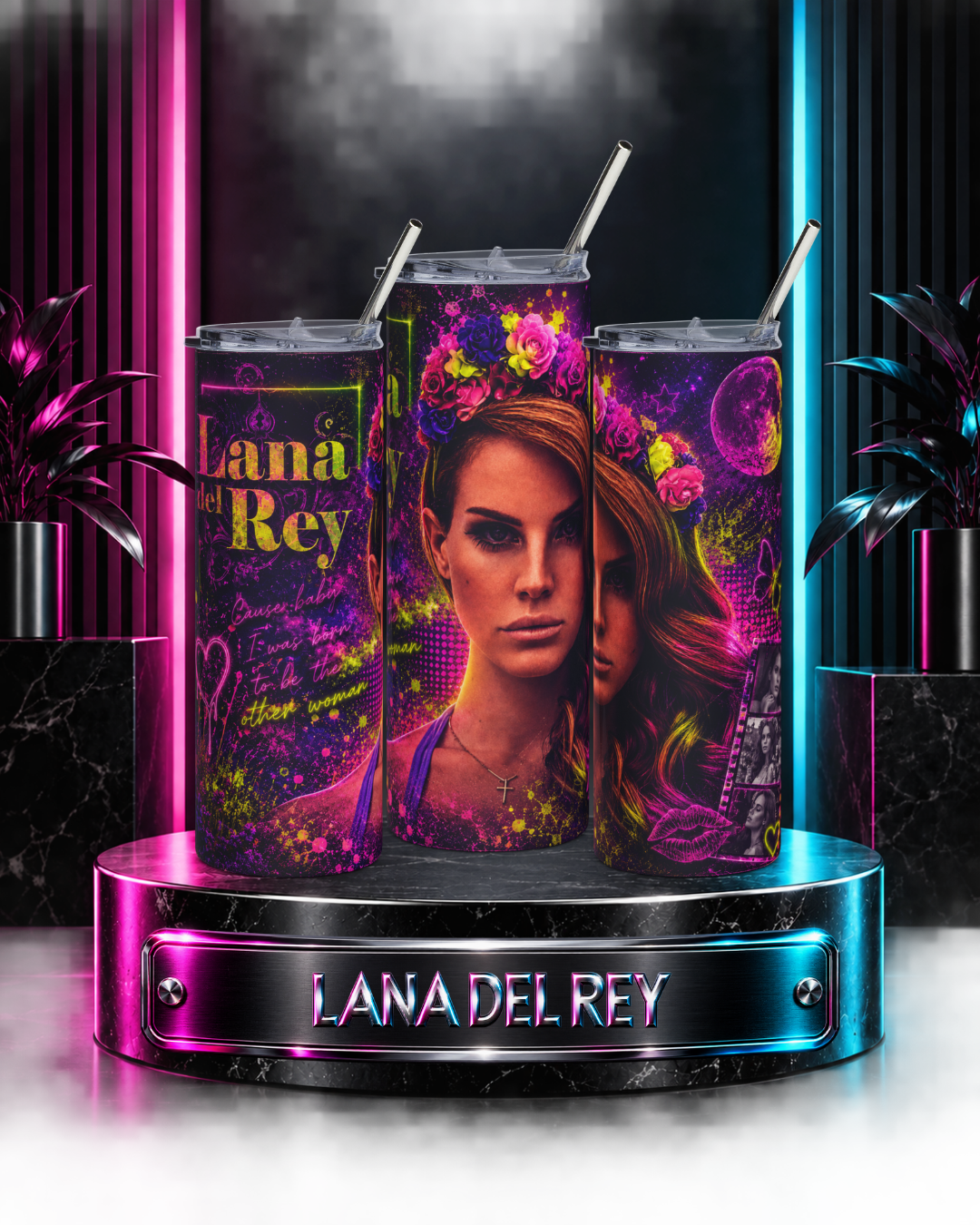 Lana Del Rey — Electric Neon Floral | 20oz Tumbler