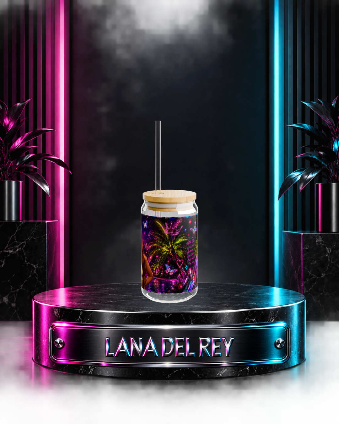 Lana Del Rey — Neon Palm Tree Dreams | 16oz Glass Can
