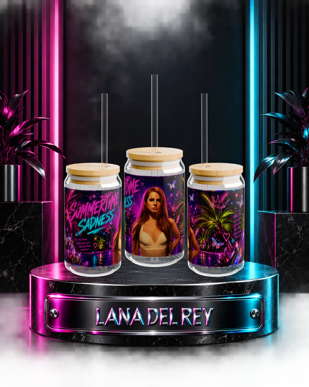 Lana Del Rey — Neon Palm Tree Dreams | 16oz Glass Can
