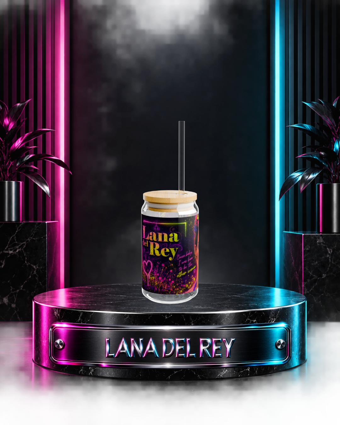 Lana Del Rey — Electric Neon Floral | 16oz Glass Can