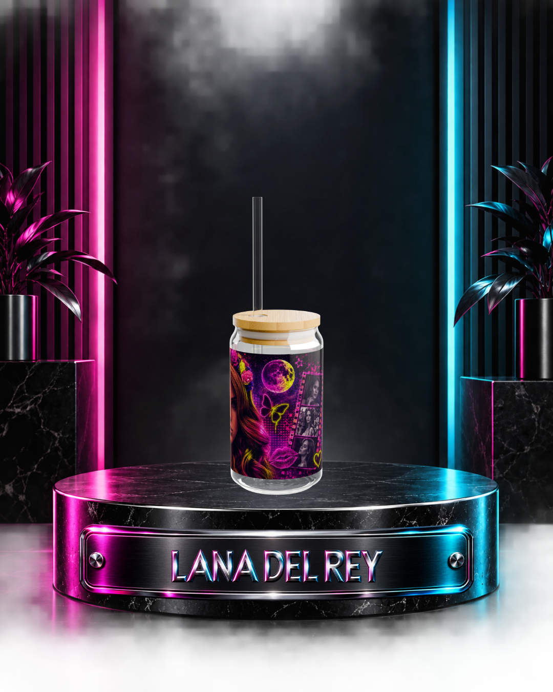 Lana Del Rey — Electric Neon Floral | 16oz Glass Can