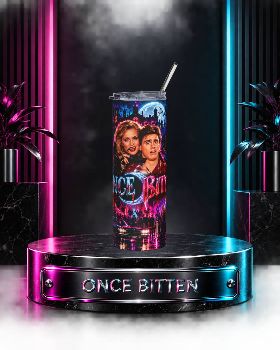 Once Bitten — Neon Fangs & Palm Trees | 20oz Tumbler