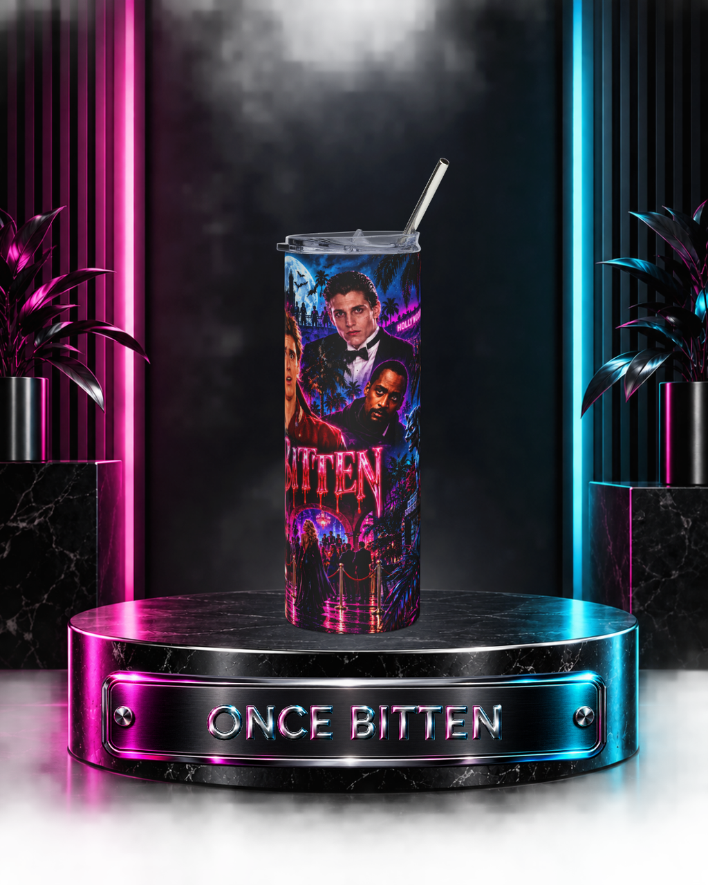 Once Bitten — Neon Fangs & Palm Trees | 20oz Tumbler