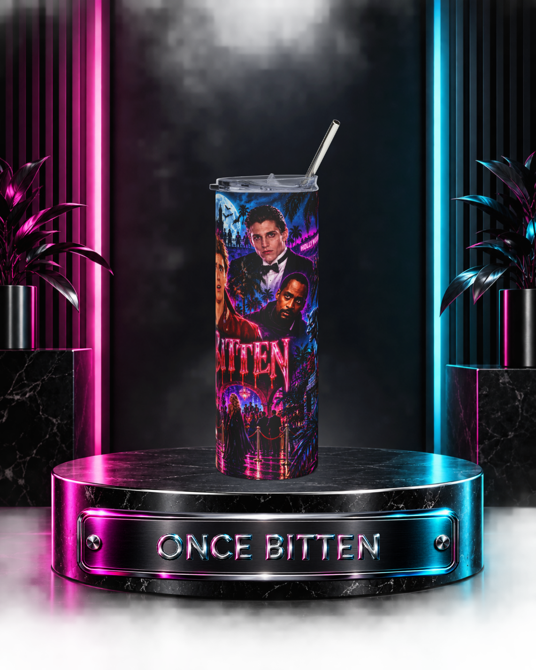 Once Bitten — Neon Fangs & Palm Trees | 20oz Tumbler