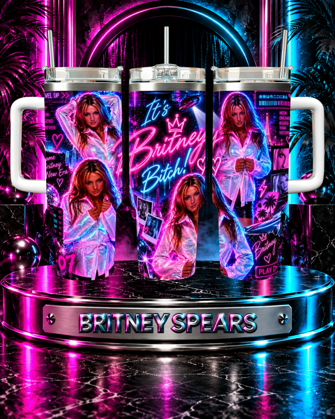Britney Spears —  Live and More Remix | 40oz Tumbler With Handle