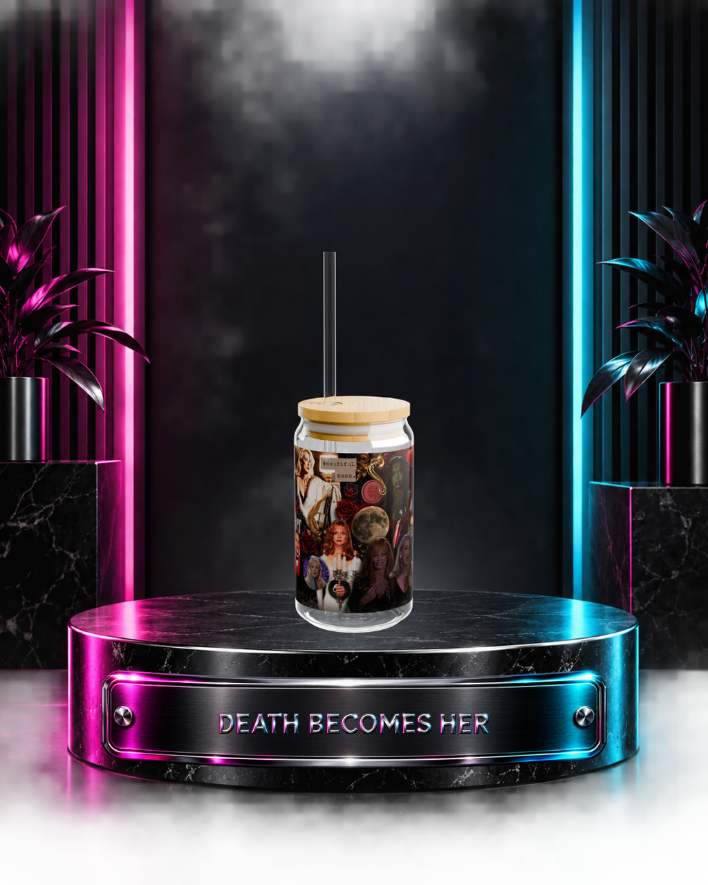 Death Becomes Her — Fatal Vanity Scrapbook | 16oz Glass Can