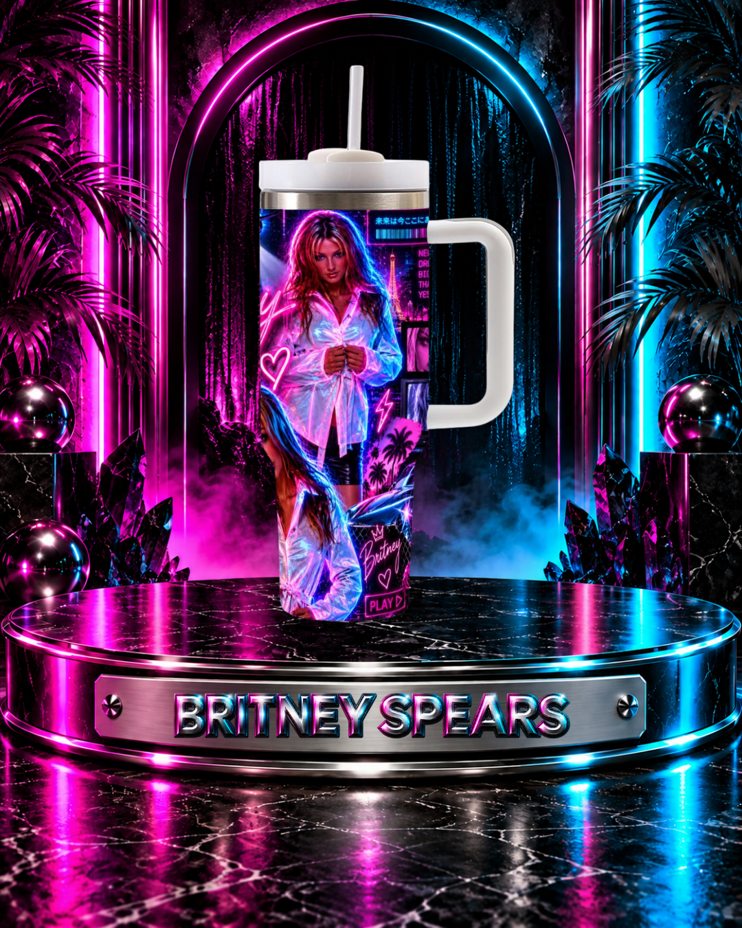 Britney Spears —  Live and More Remix | 40oz Tumbler With Handle