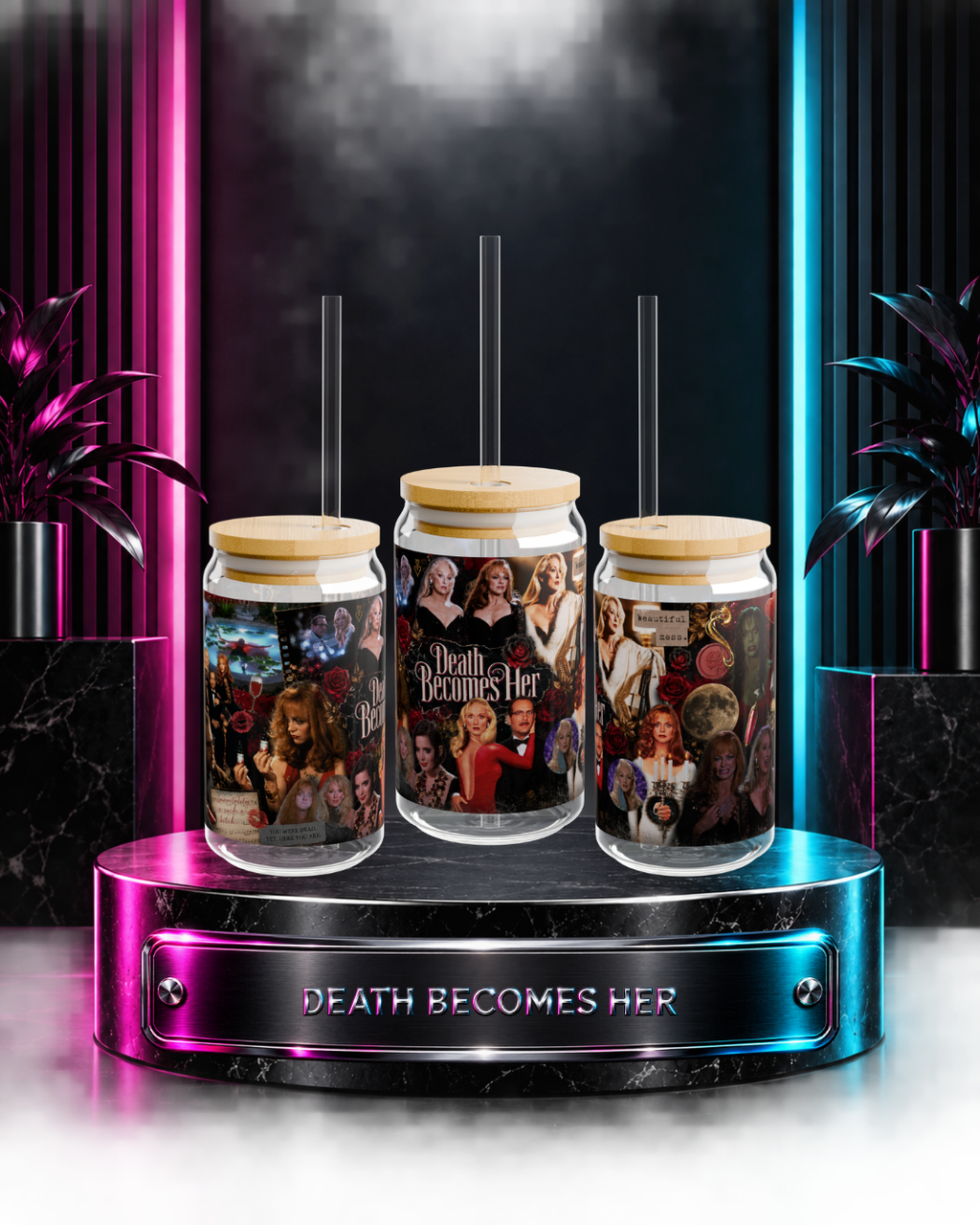 Death Becomes Her — Fatal Vanity Scrapbook | 16oz Glass Can