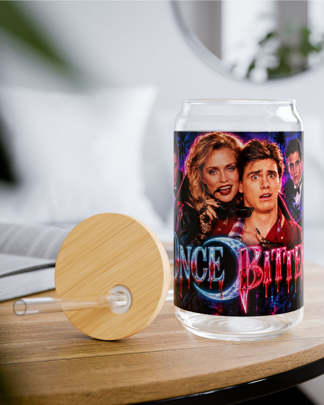 Once Bitten — Neon Fangs & Palm Trees | 16oz Glass Can