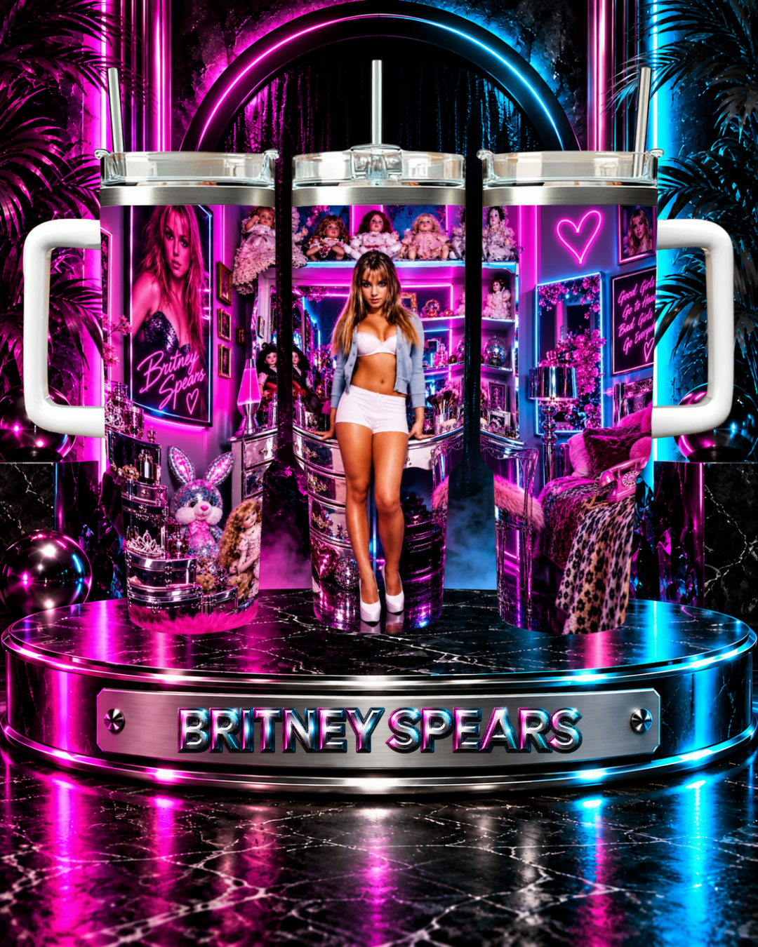Britney Spears — Y2K Neon Bedroom | 40oz Tumbler with Handle