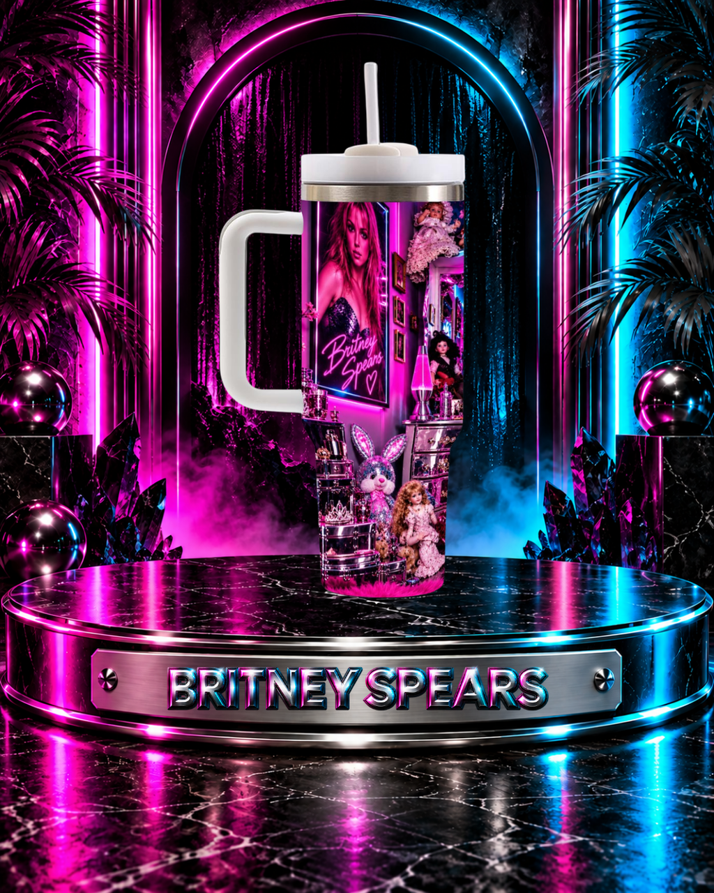 Britney Spears — Y2K Neon Bedroom | 40oz Tumbler with Handle