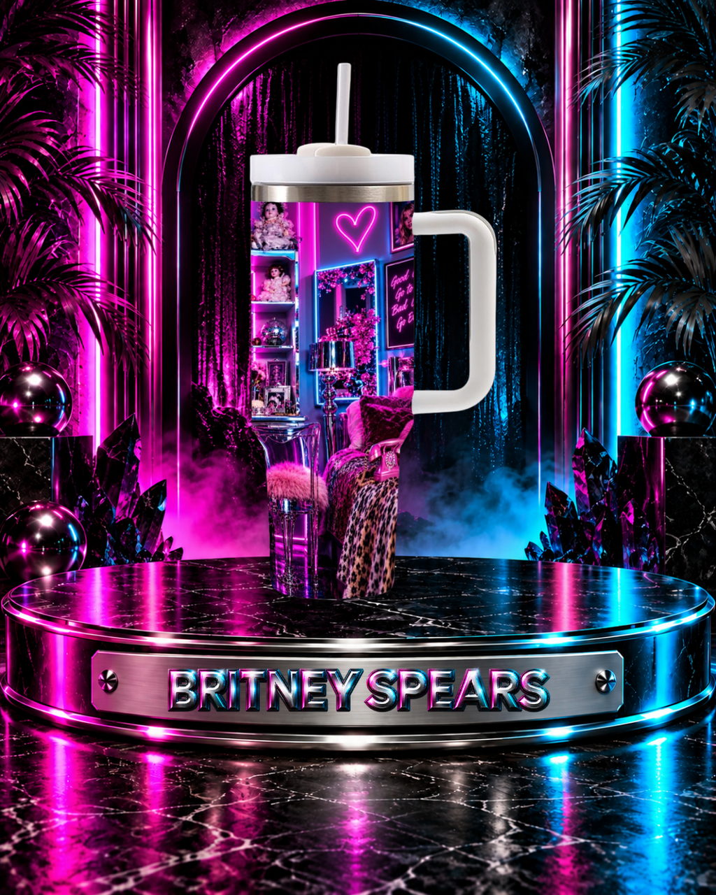 Britney Spears — Y2K Neon Bedroom | 40oz Tumbler with Handle