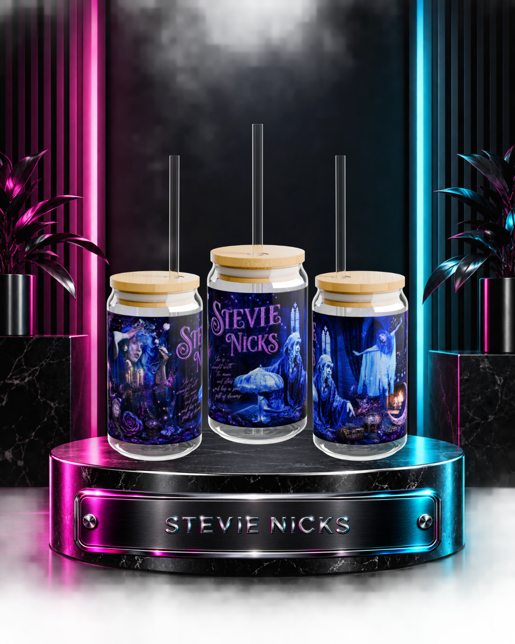 Stevie Nicks — Blue Lamp Illustration Session | 16oz Glass Can