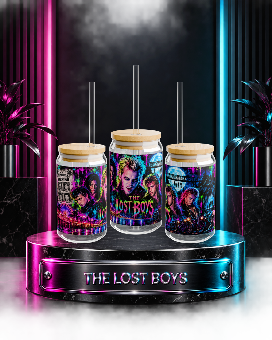 The Lost Boys — Neon Fangs & Leather | 16oz Glass Can