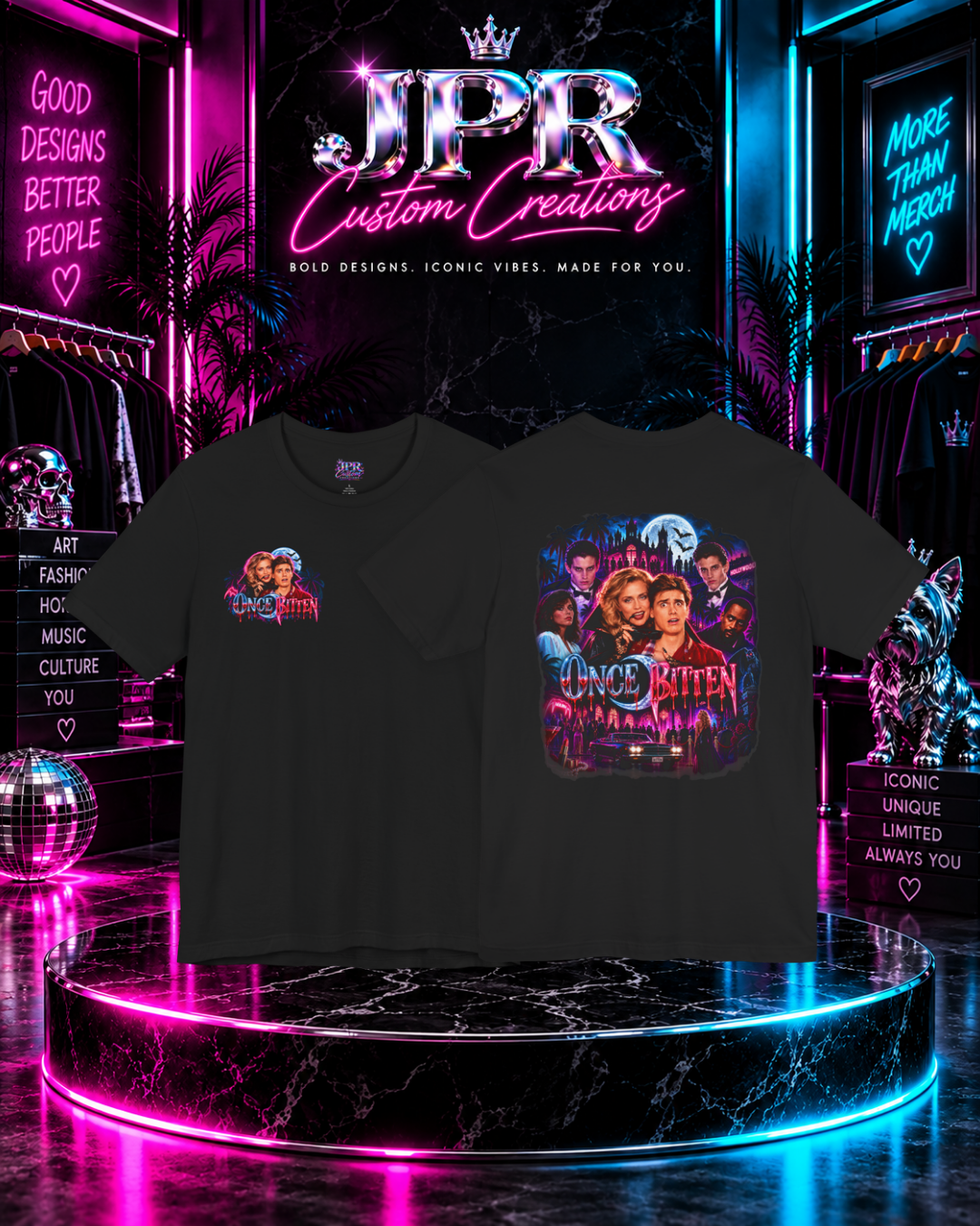 Once Bitten — Neon Fangs & Palm Trees | T-Shirt