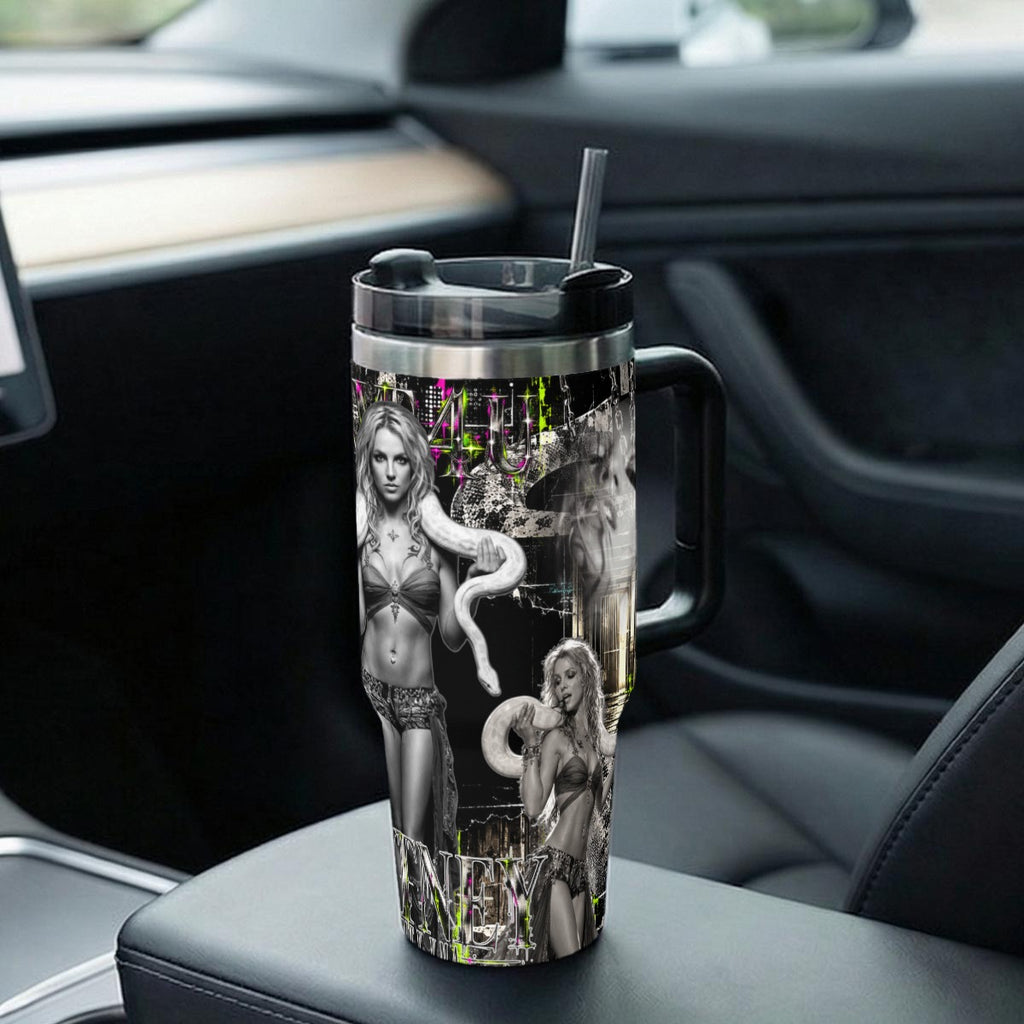 Britney 25th Anniversary – 2001 VMA Snake – B&W – 40oz Tumbler
