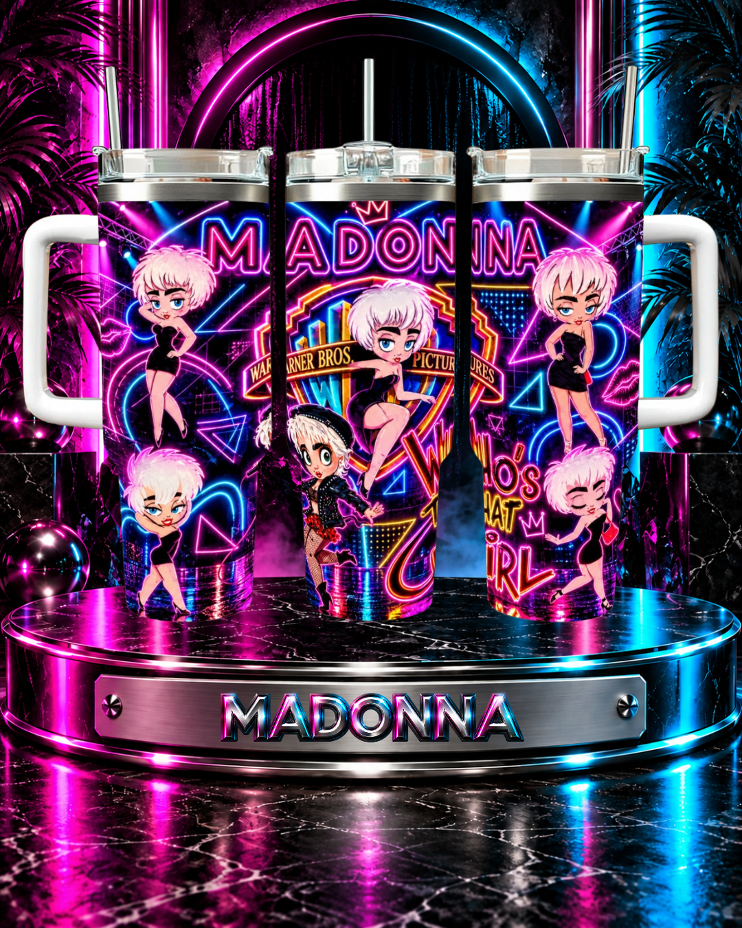 Madonna — Who's That Girl In Neon | 40oz Tumbler With Handle