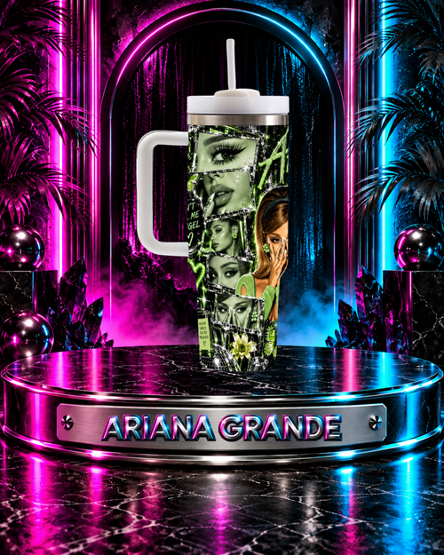 Ariana Grande — Positions In Green | 40oz Tumbler With Handle