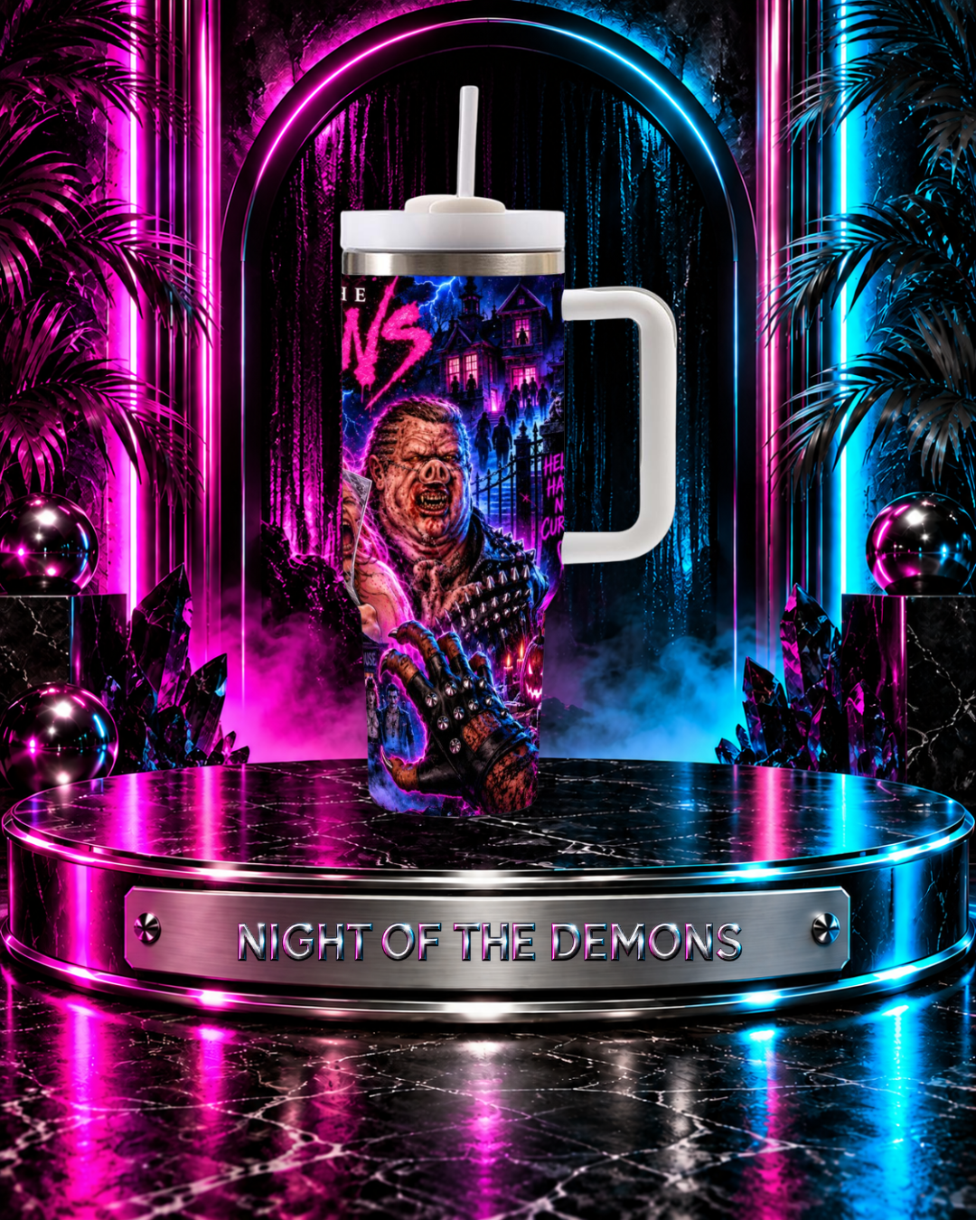 Night Of The Demons — Lipstick Hellfire | 40oz Tumbler With Handle
